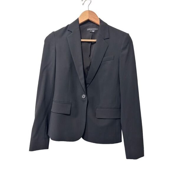 Theory Notch Lapel Button Front Single Breasted Blazer Jacket Black Size 0 - Picture 1 of 16